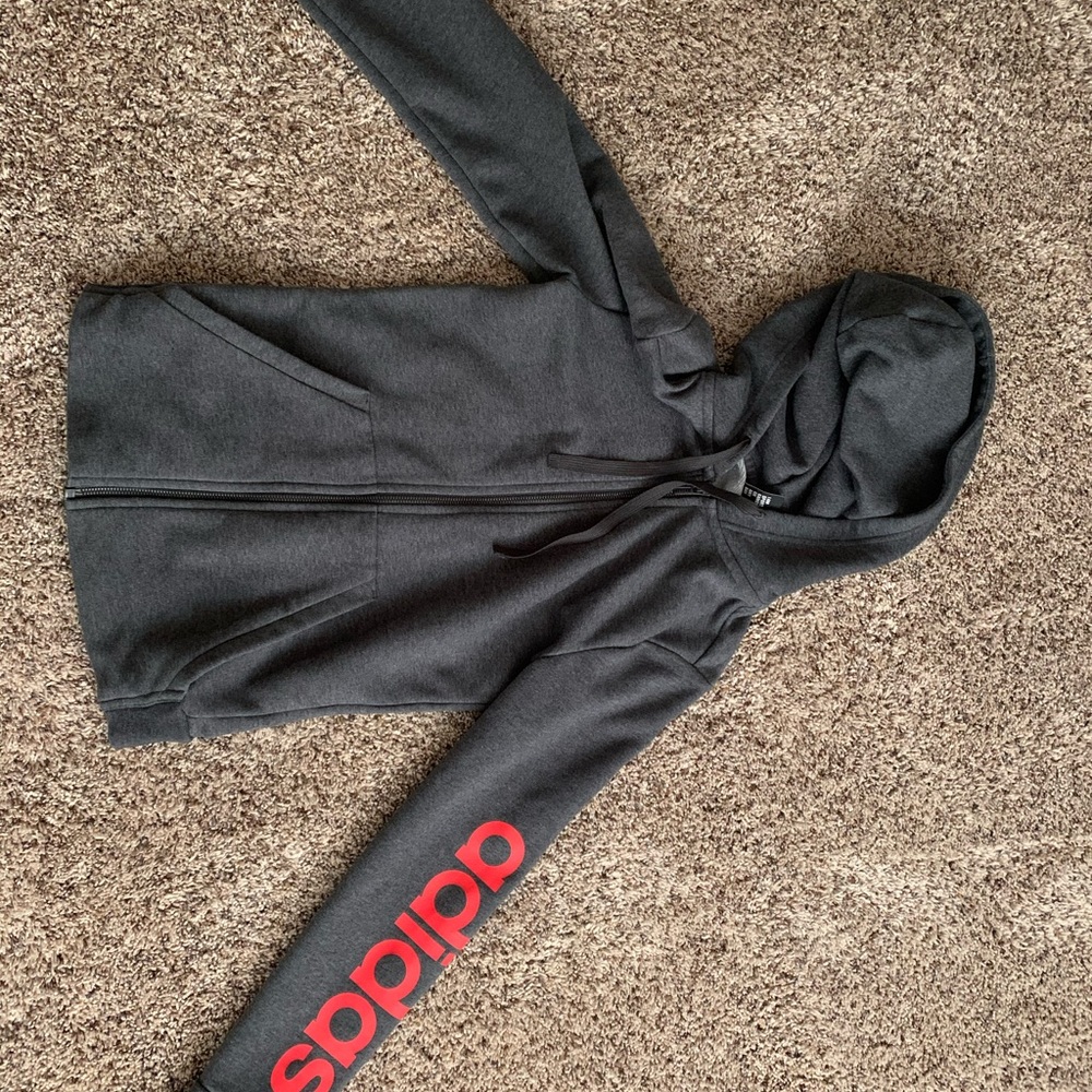 Grey Adidas Zip-Up Sweatshirt